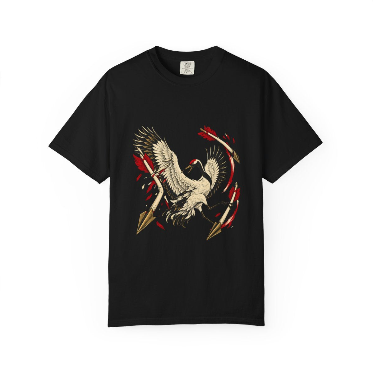 Turn the Arrows Tee large front print on a Black Comfort Colors 1717 tee