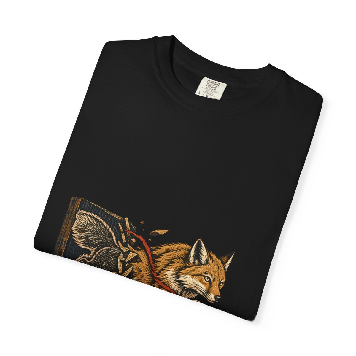 Carved Free Tee folded front print detail