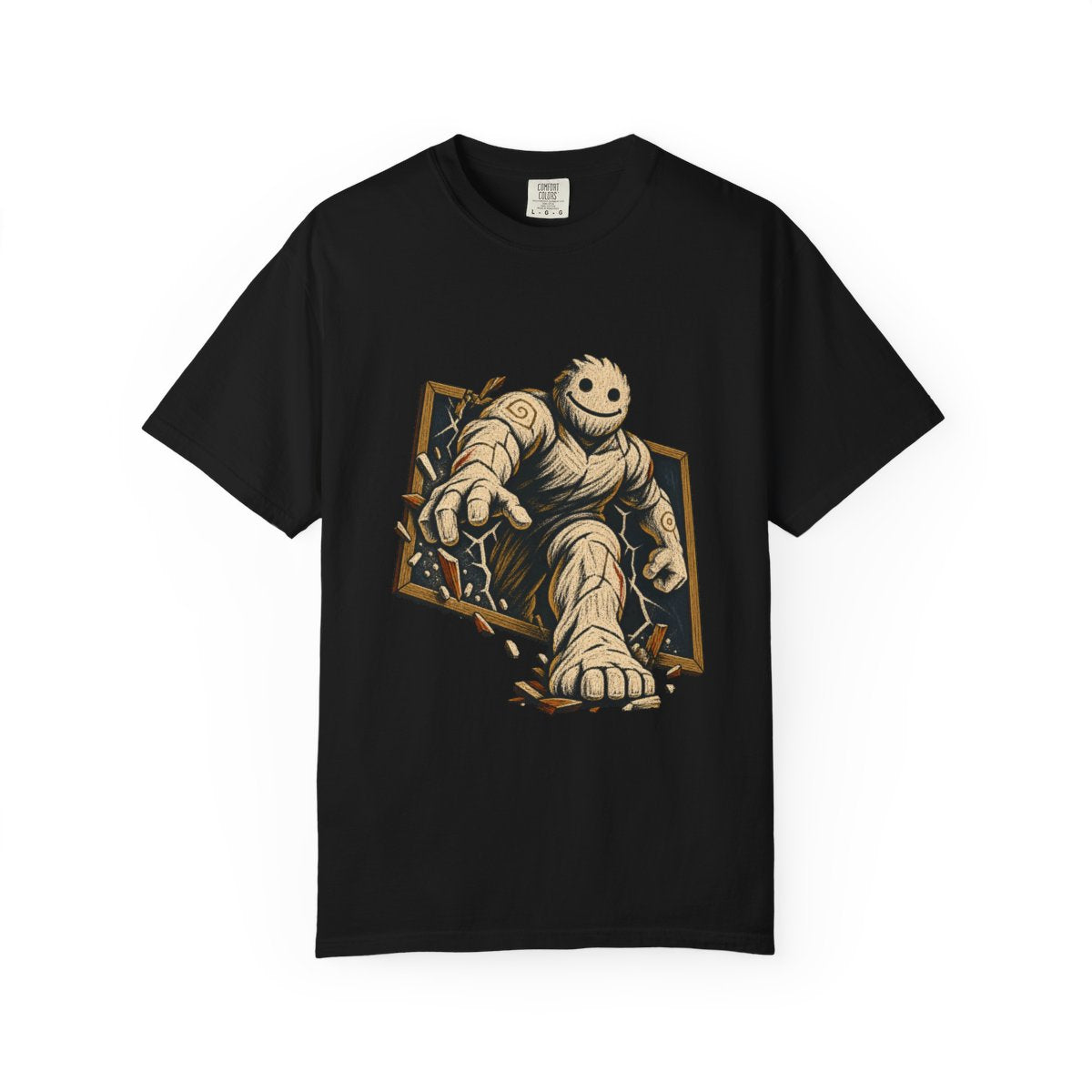 Chalk Giant Tee large front print on a Black Comfort Colors 1717 tee
