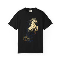 Ink Stallion Tee large front print on a Black Comfort Colors 1717 tee