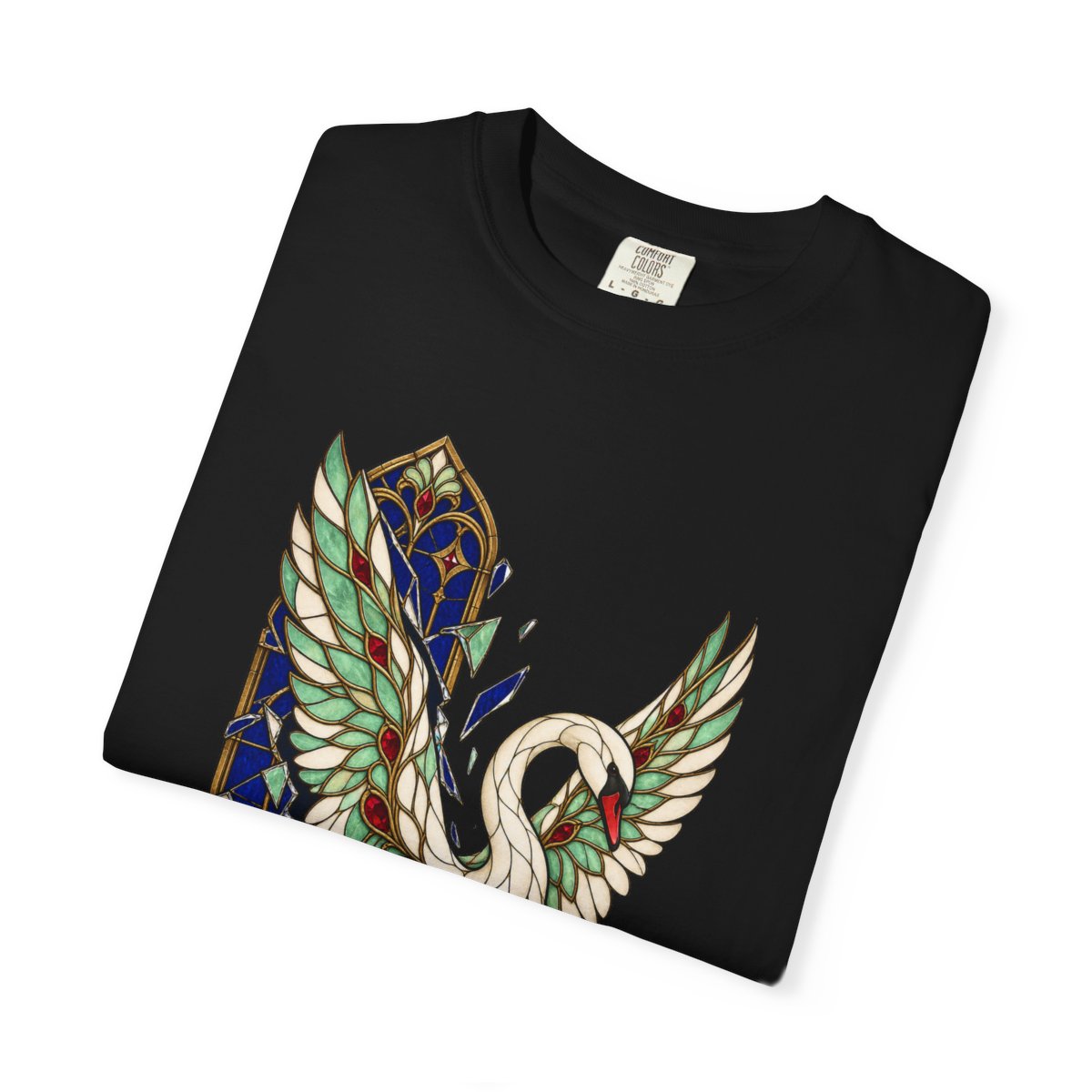 Glass Swan Tee folded front print detail
