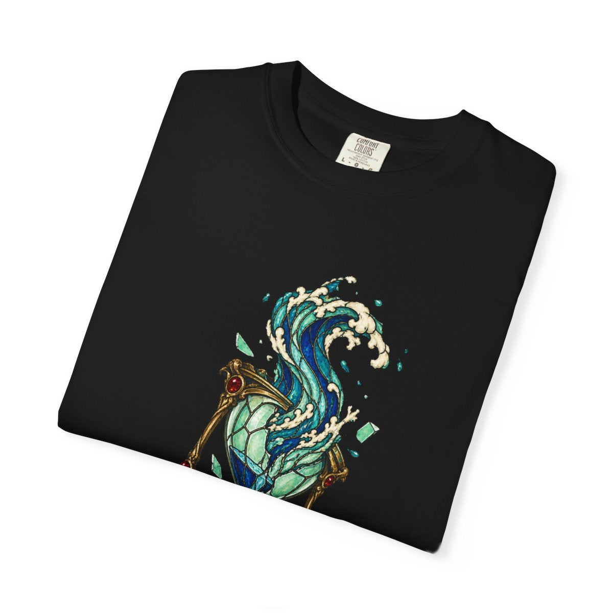 Hourglass Tide Tee folded front print detail