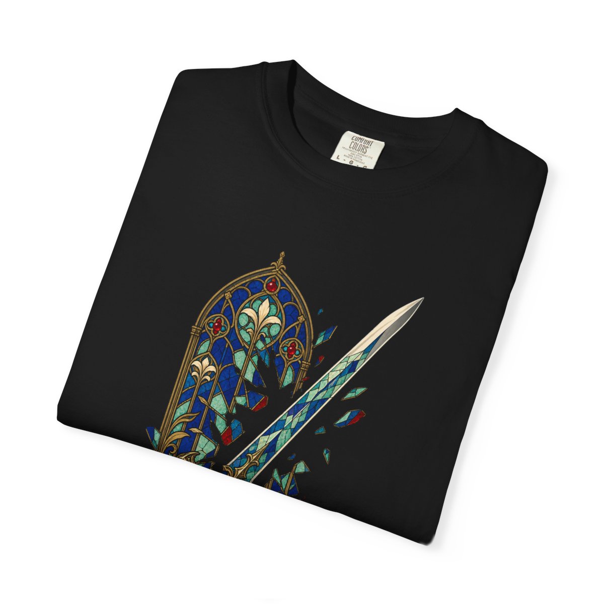 Window Sword Tee folded front print detail
