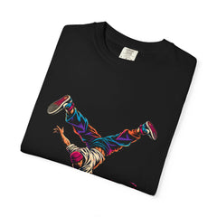 One-Hand Spin Tee folded front print detail