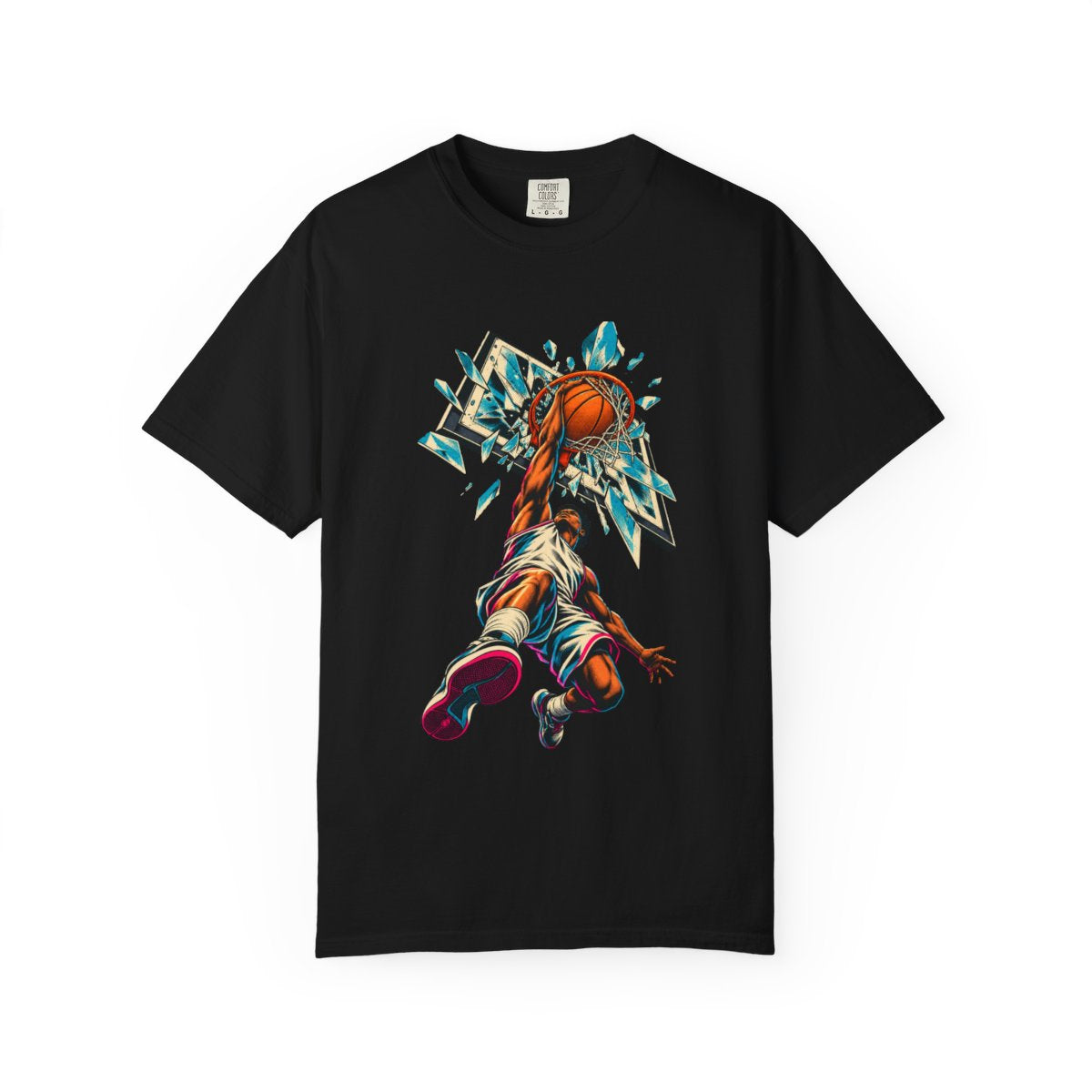 Rim Crash Tee large front print on a Black Comfort Colors 1717 tee