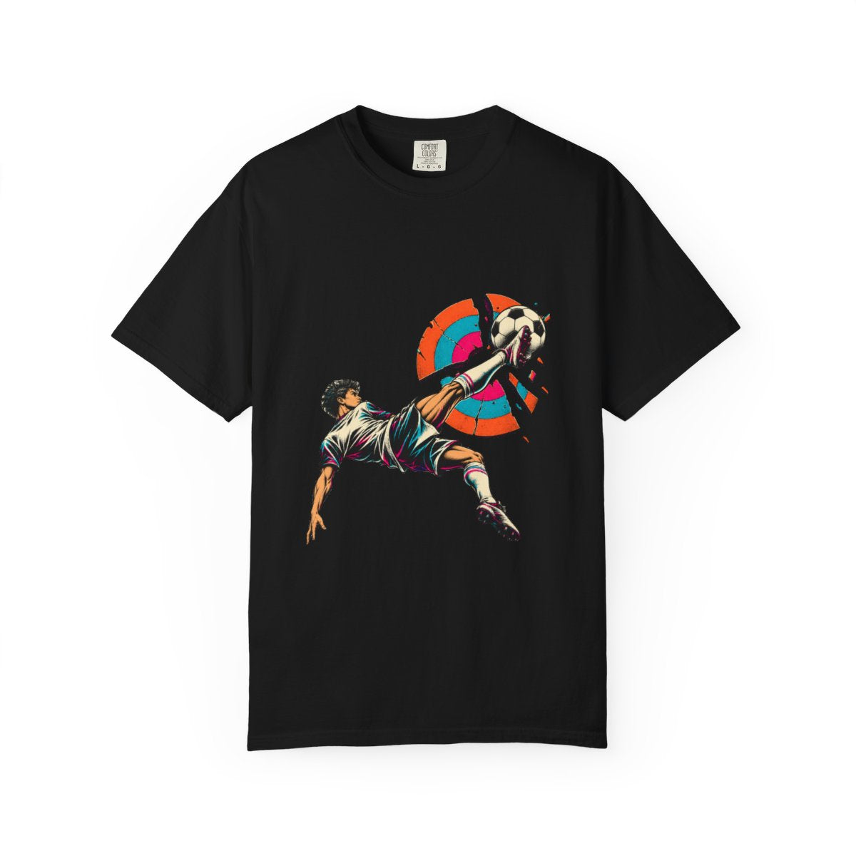 Scissor Kick Tee large front print on a Black Comfort Colors 1717 tee
