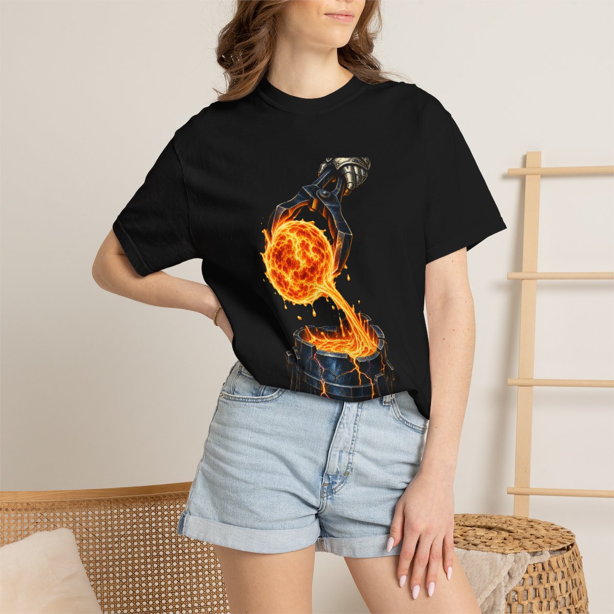Catch the Sun Tee worn Printify context view on a Black Comfort Colors 1717 tee