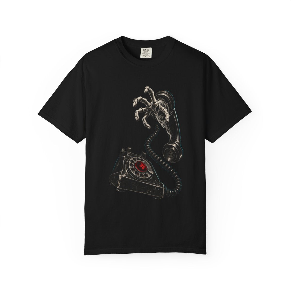 Caller Unknown Tee large front print on a Black Comfort Colors 1717 tee