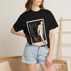 Photo Escape Tee worn Printify context view on a Black Comfort Colors 1717 tee