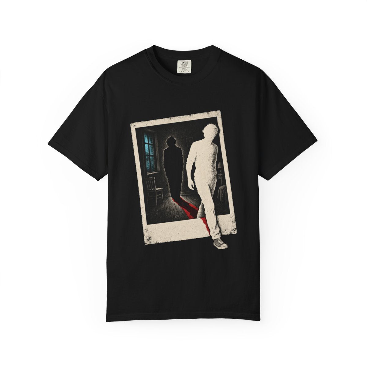 Photo Escape Tee large front print on a Black Comfort Colors 1717 tee
