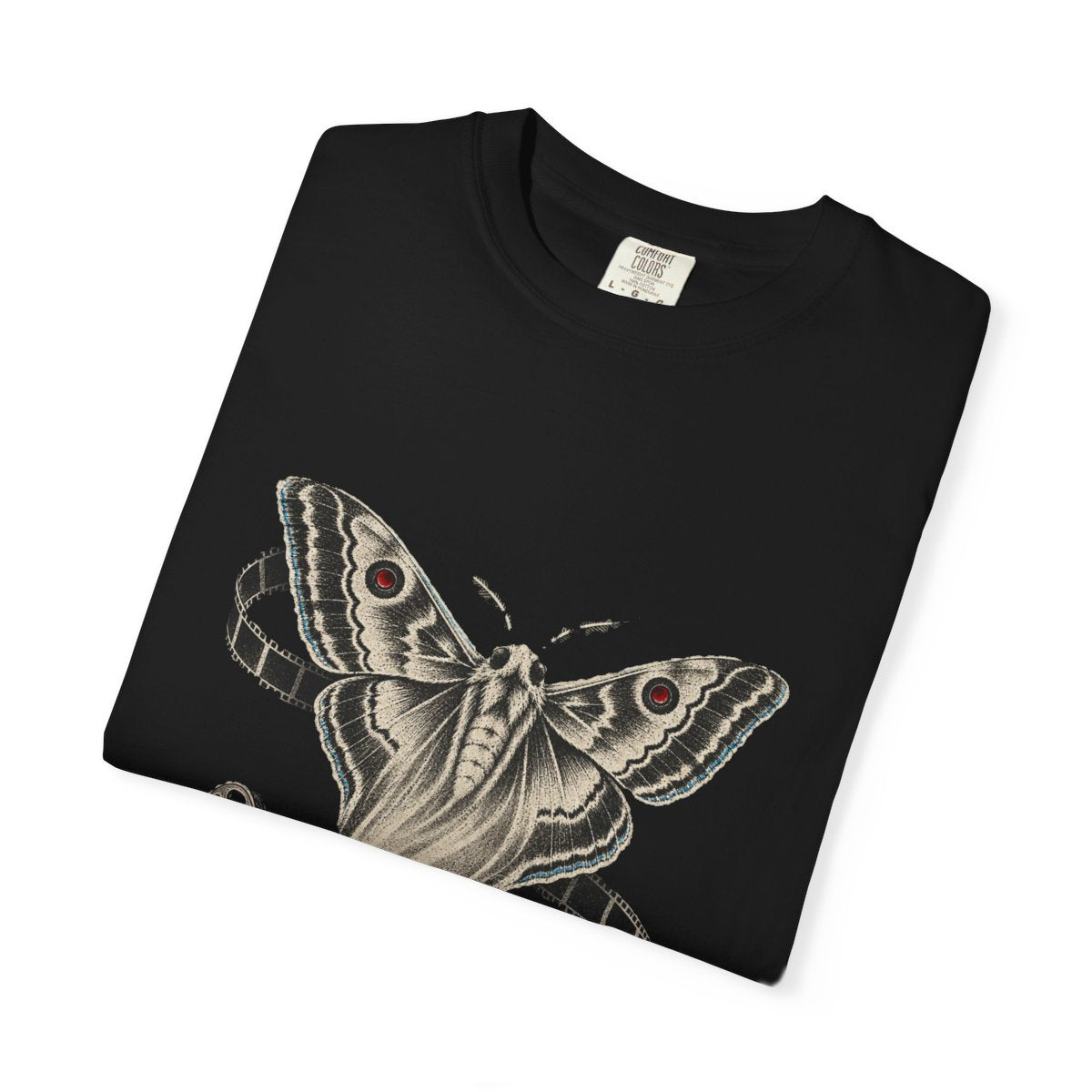 Projector Moth Tee folded front print detail