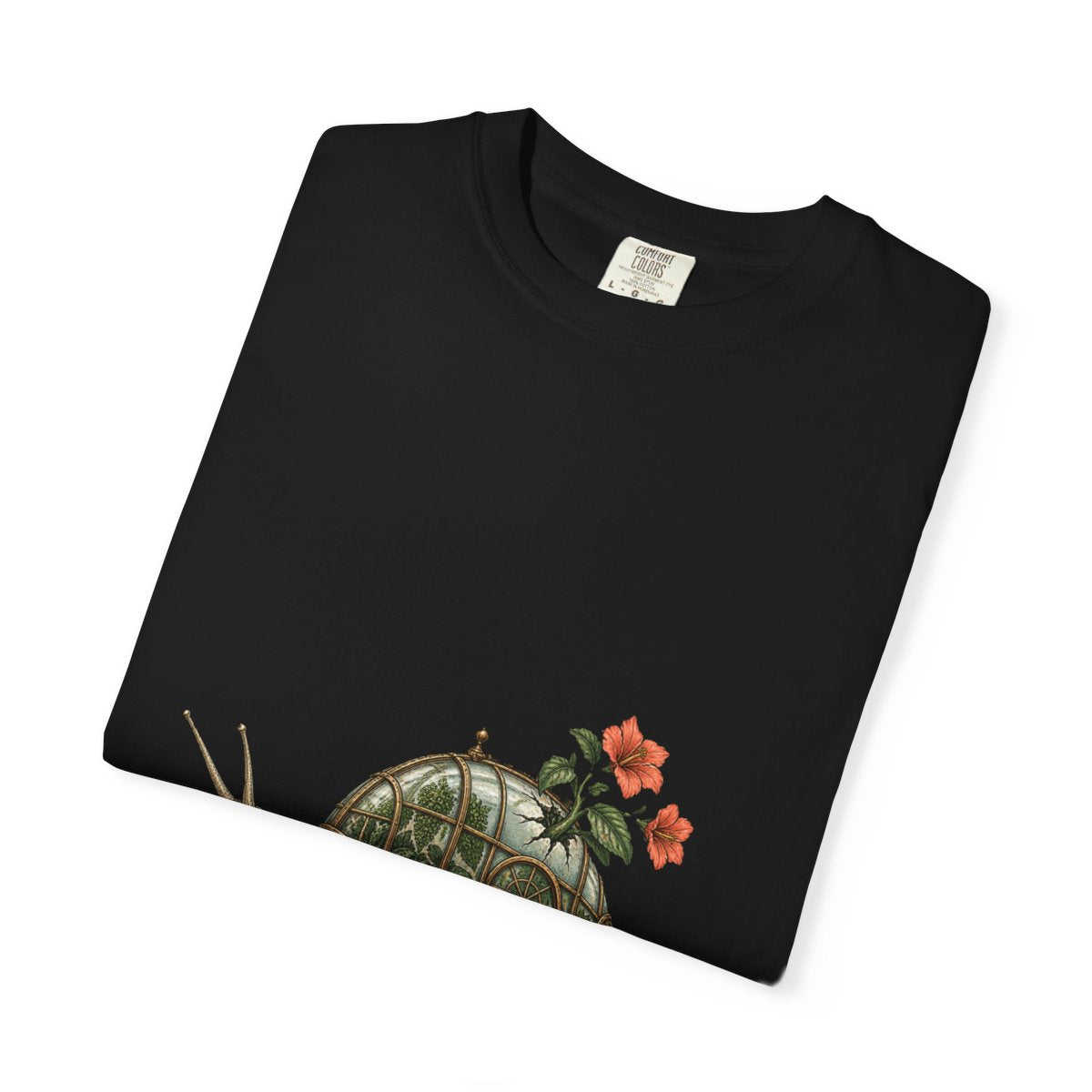 Greenhouse Snail Tee folded front print detail