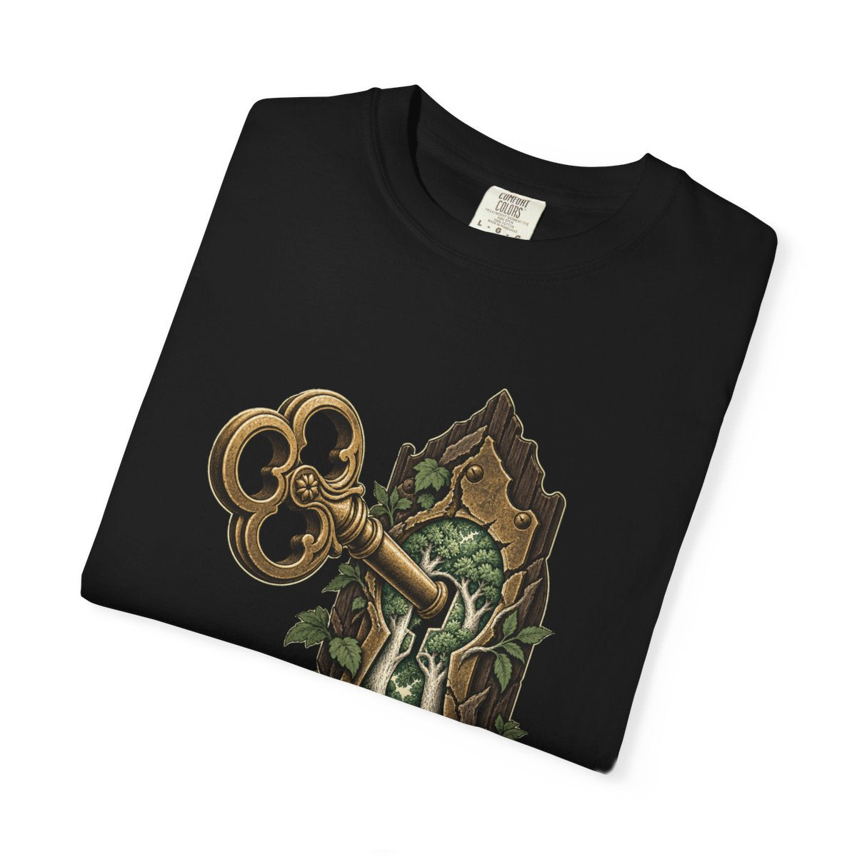 Keyhole Grove Tee folded front print detail