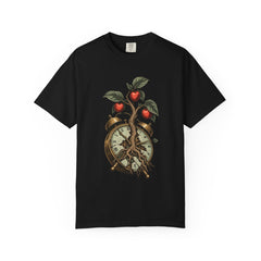 Orchard Clock Tee large front print on a Black Comfort Colors 1717 tee