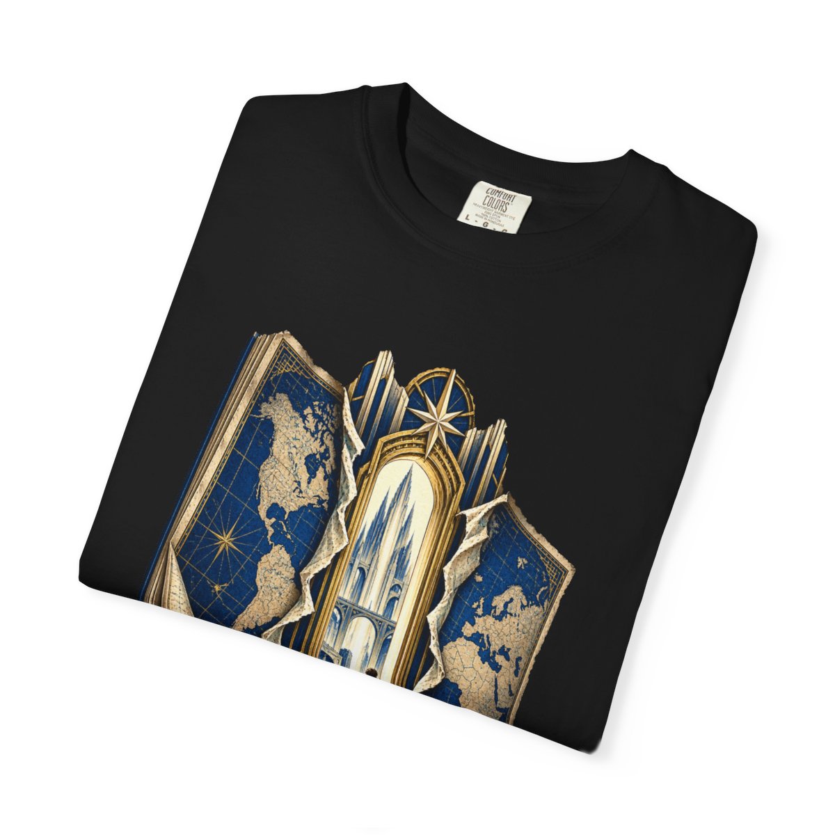 The Atlas Door Tee folded front print detail
