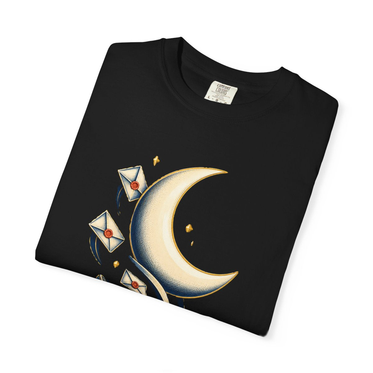 Open the Moon Tee folded front print detail