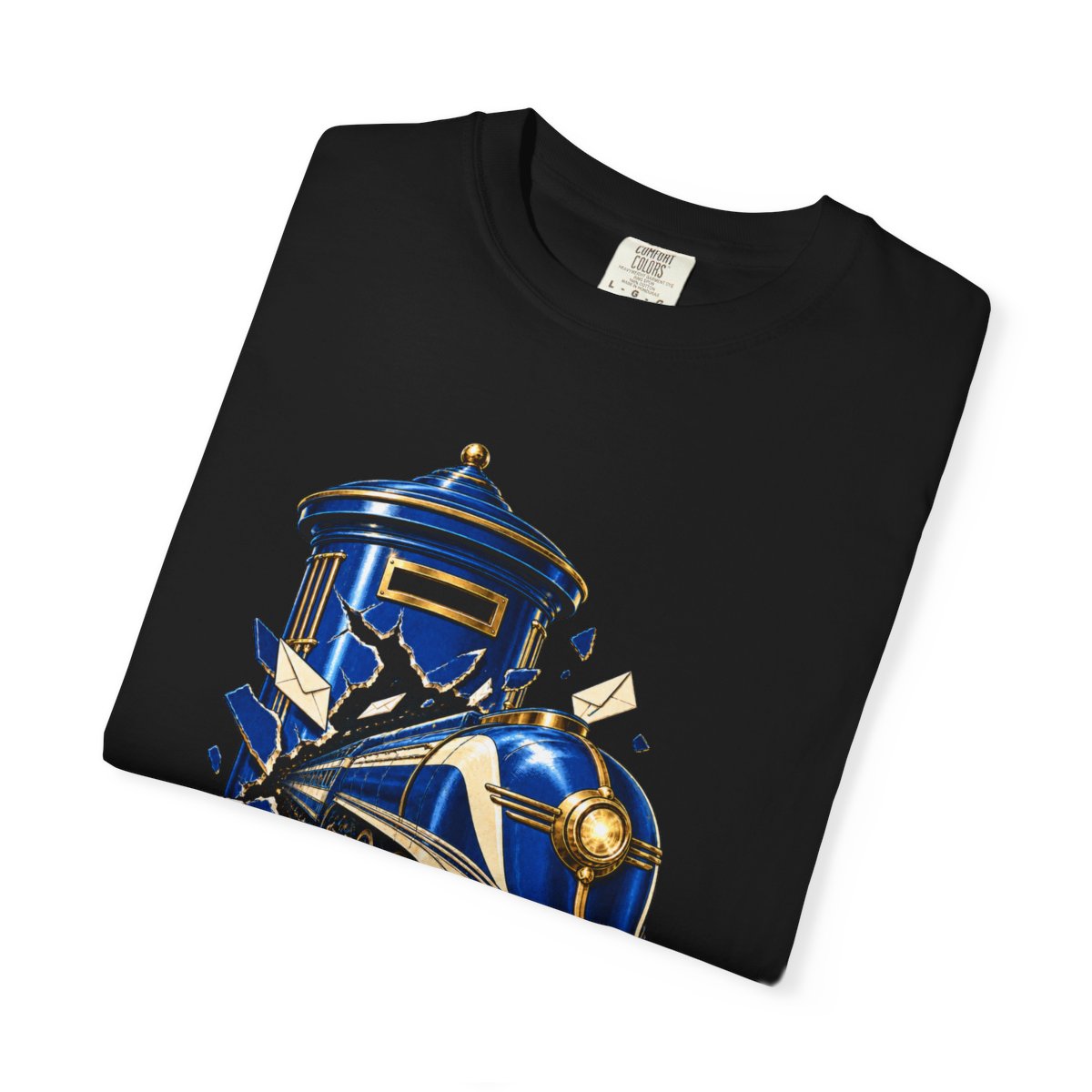Postbox Express Tee folded front print detail