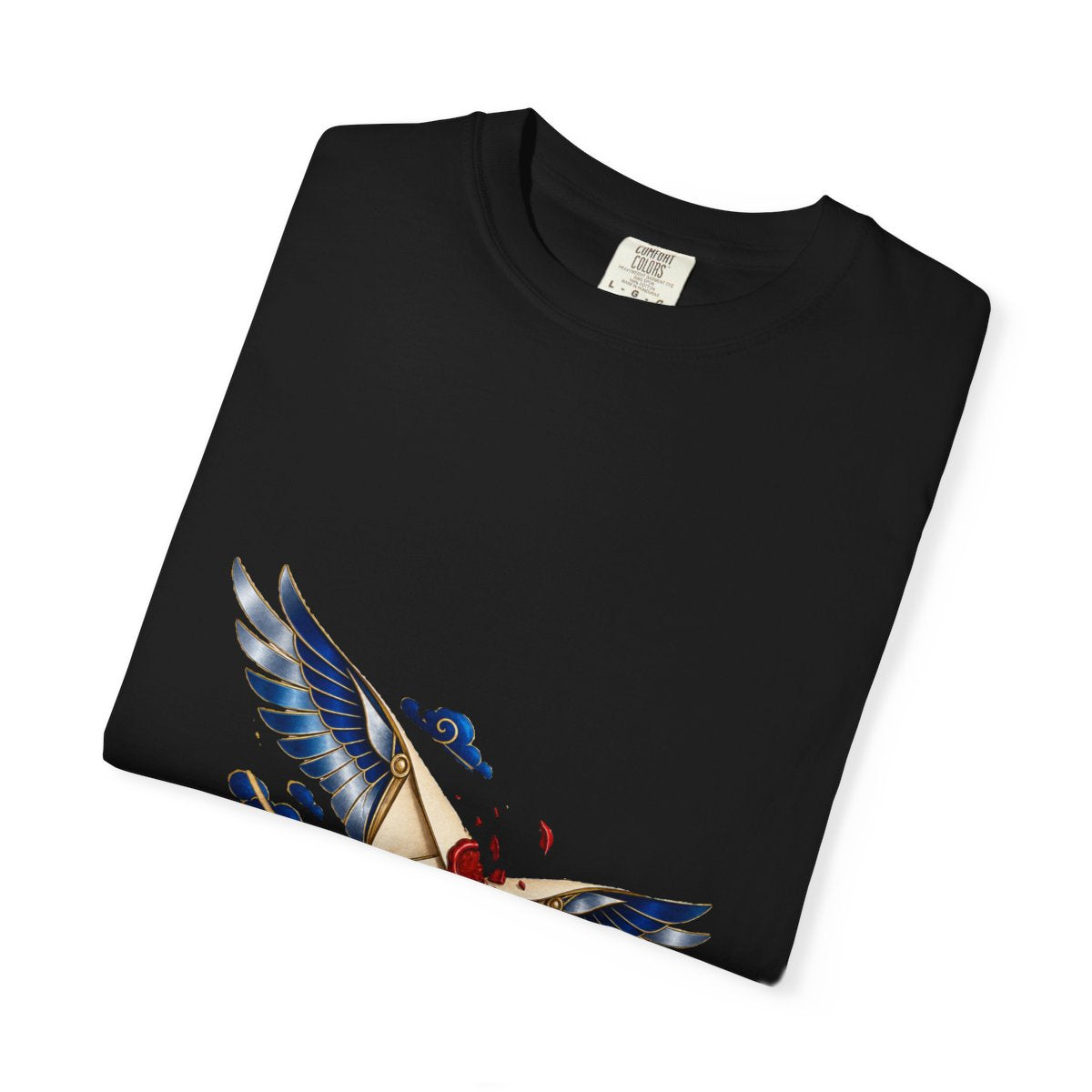 Letters Take Flight Tee folded front print detail