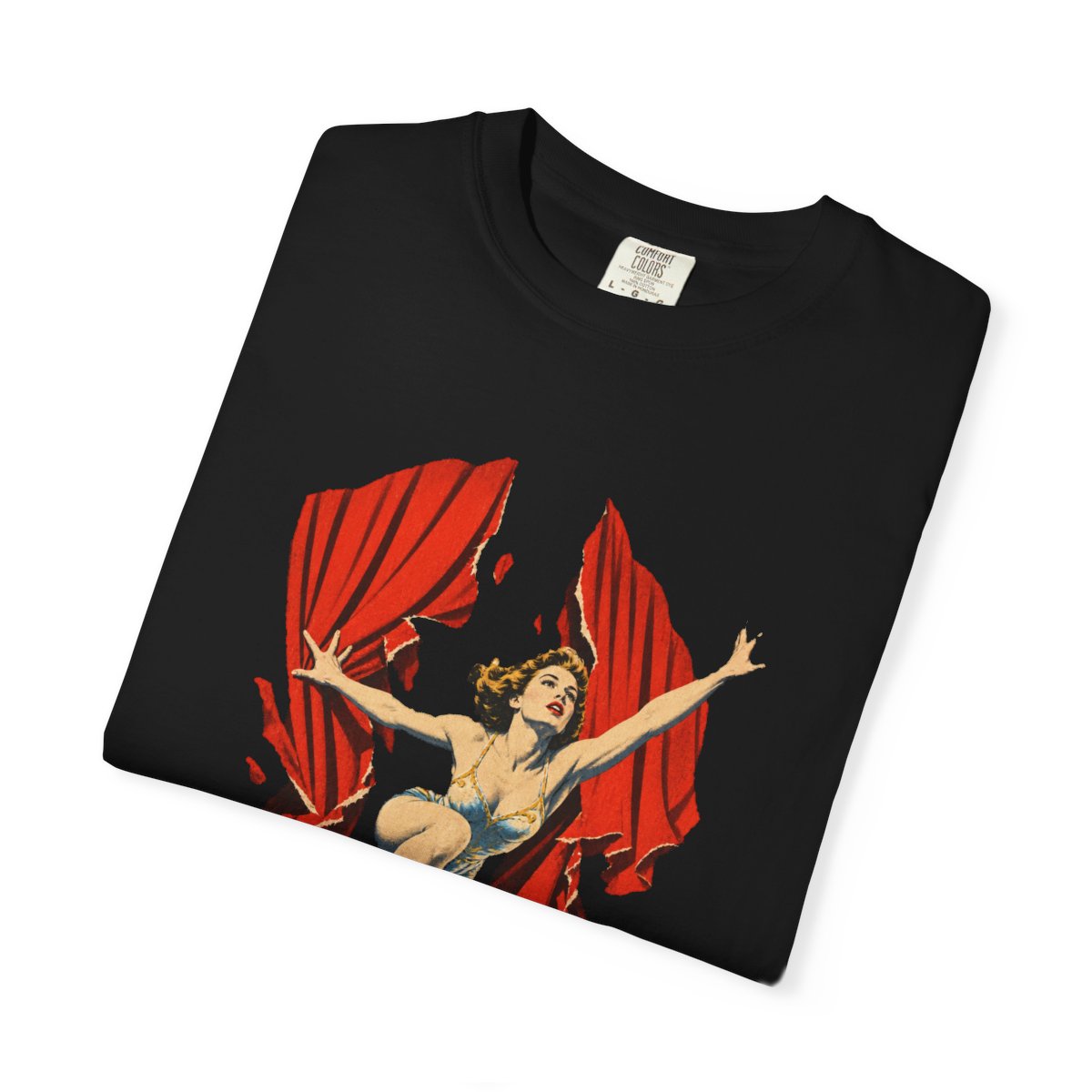 Curtain Drop Tee folded front print detail