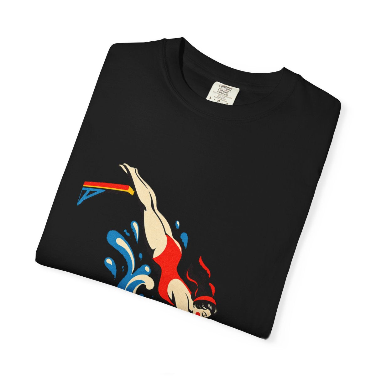 High Dive Tee folded front print detail