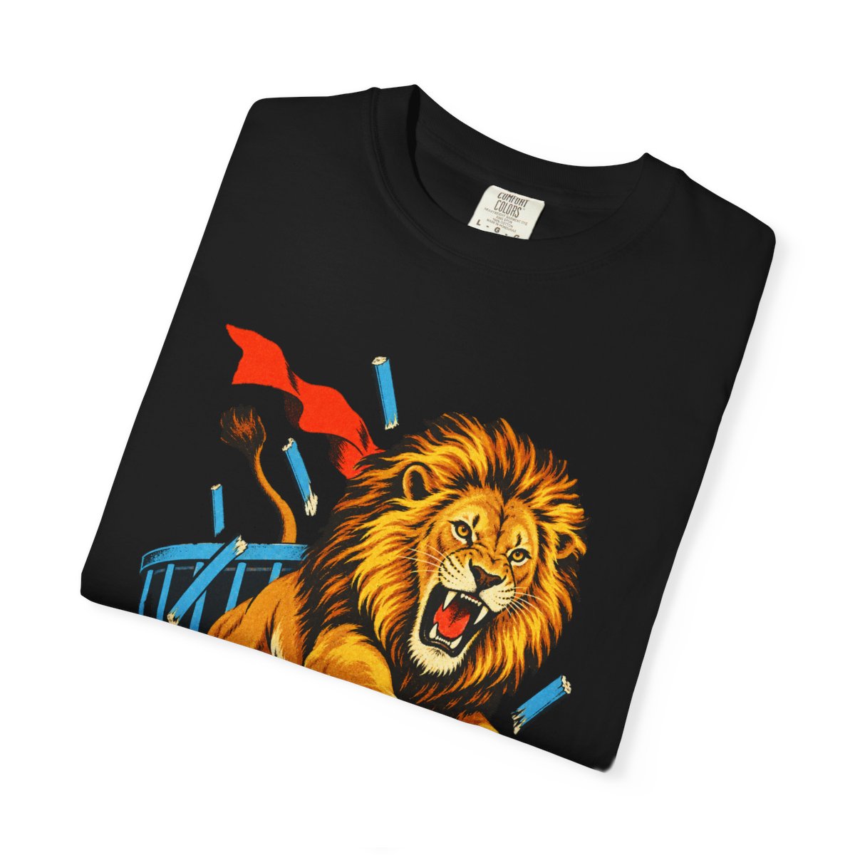 Lion Breakout Tee folded front print detail
