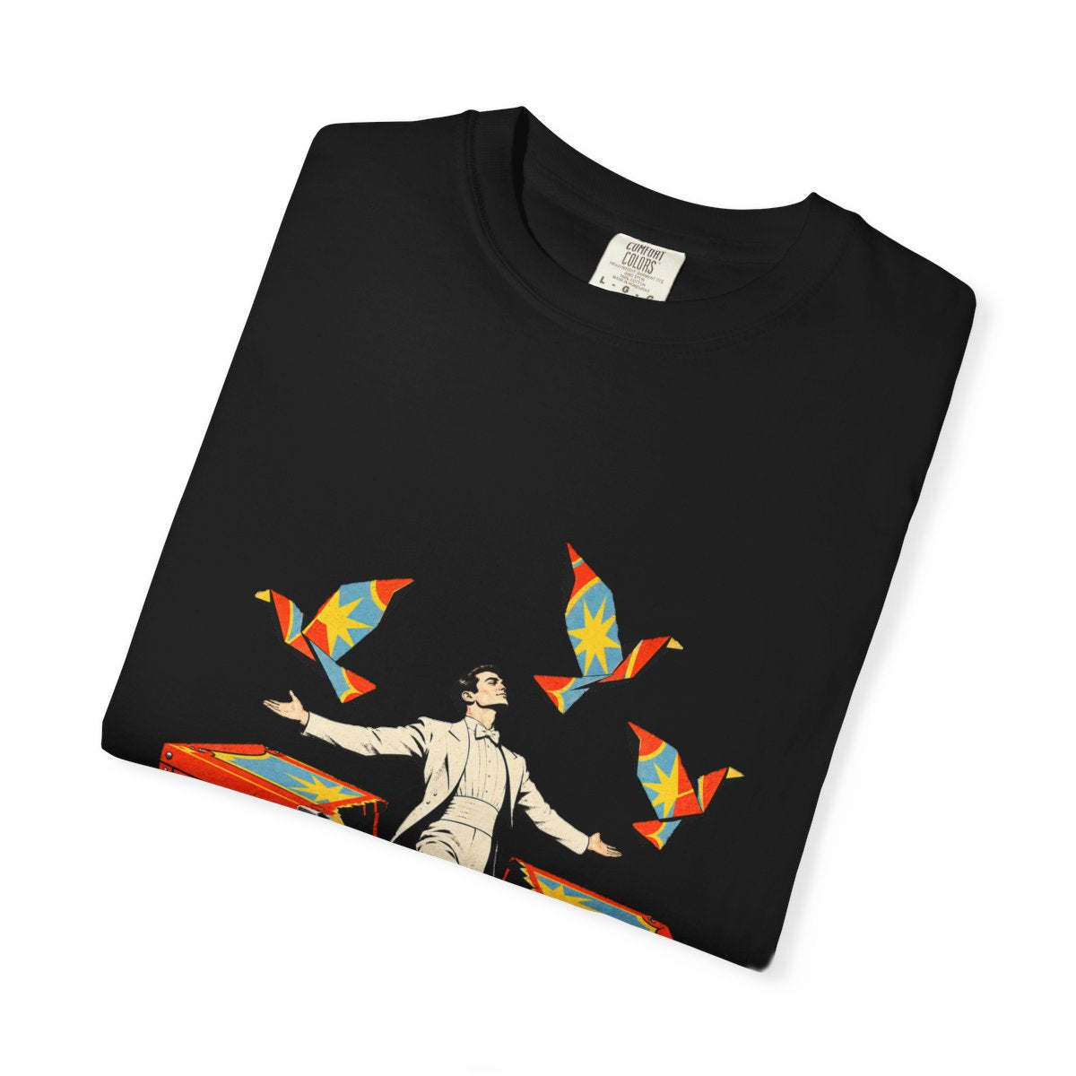 Split Box Tee folded front print detail