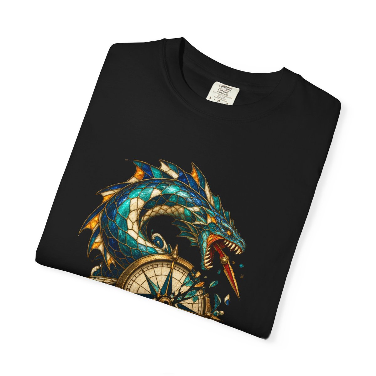 Compass Serpent Tee folded front print detail