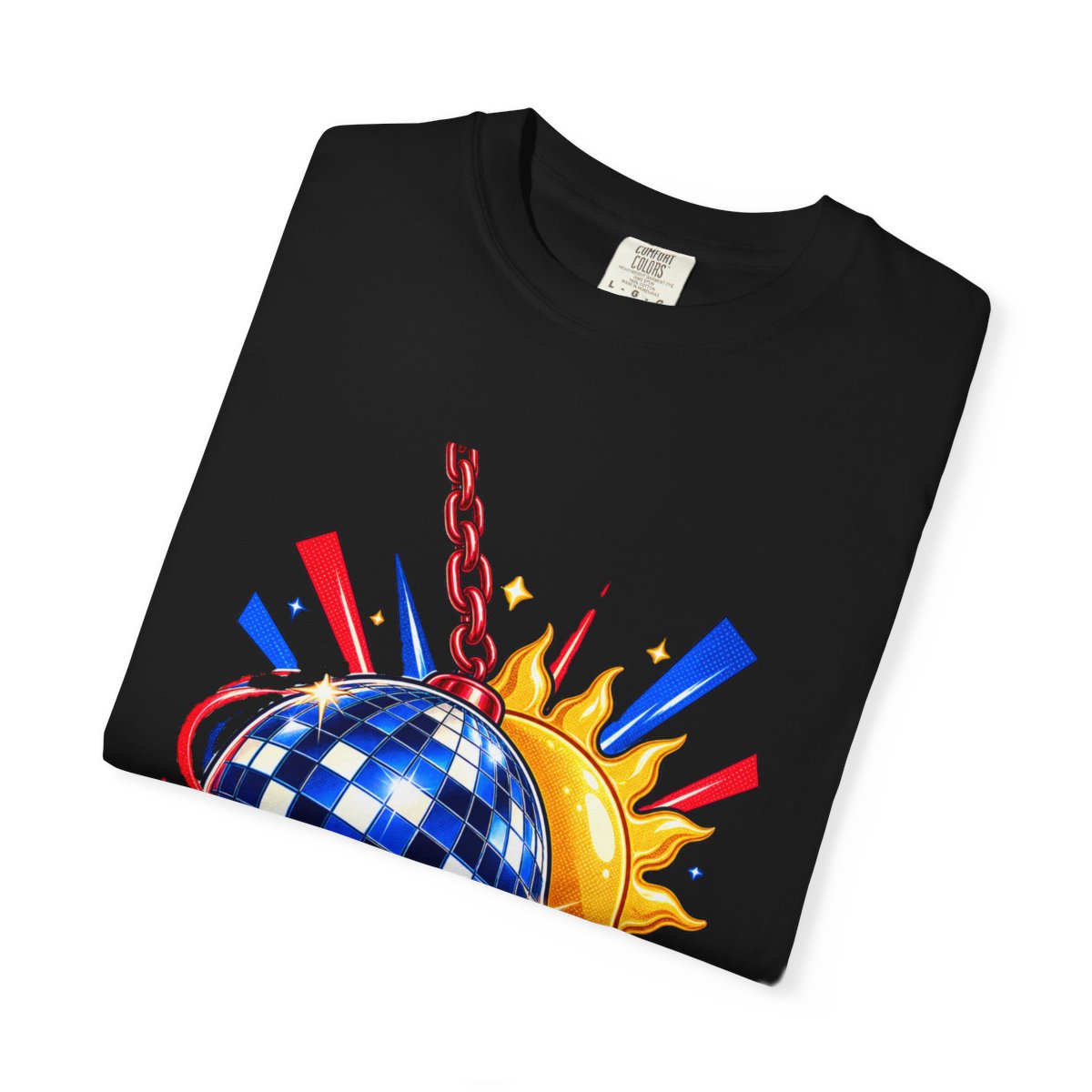 Disco Eclipse Tee folded front print detail