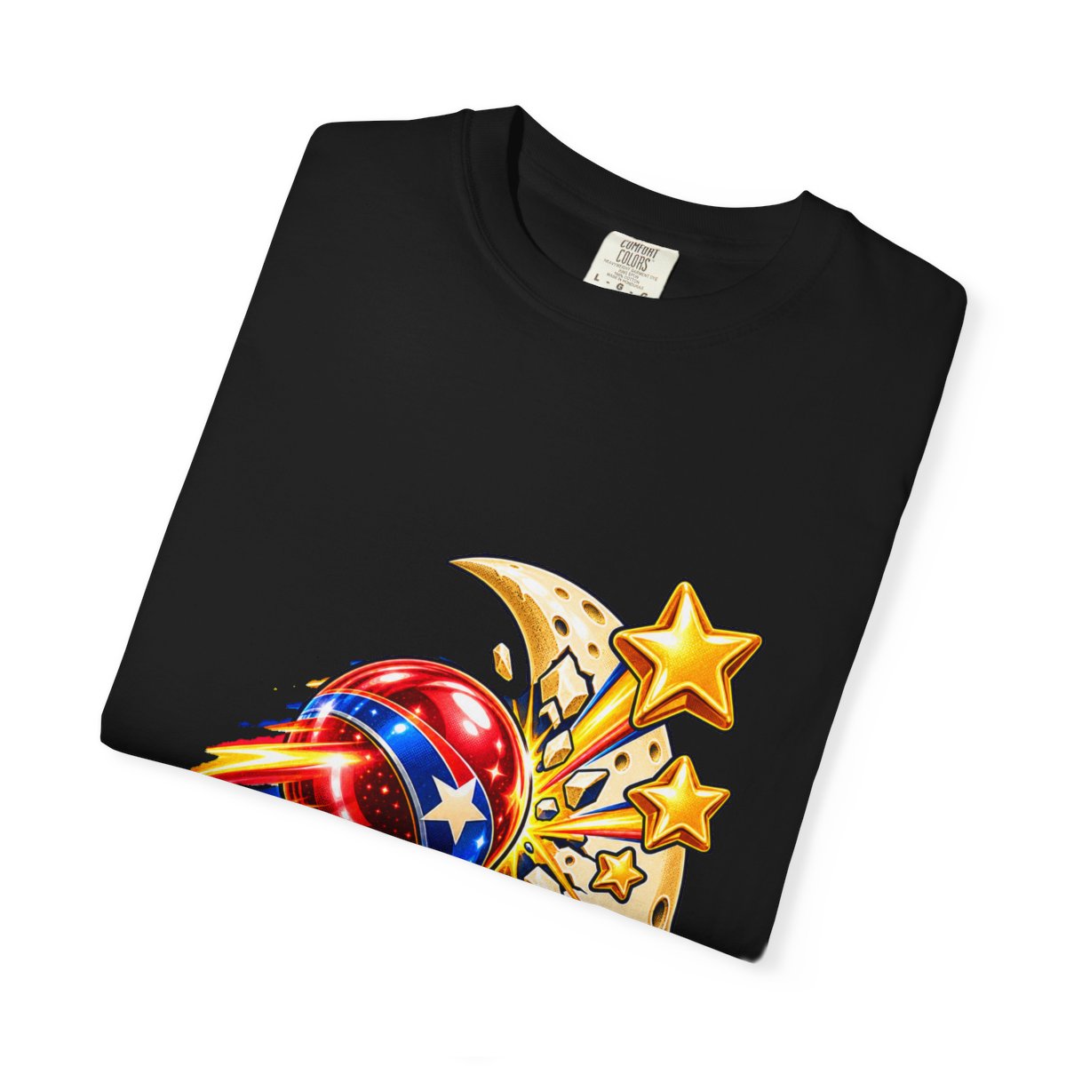 Moon Pinball Tee folded front print detail