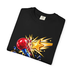 Starburst Joystick Tee folded front print detail