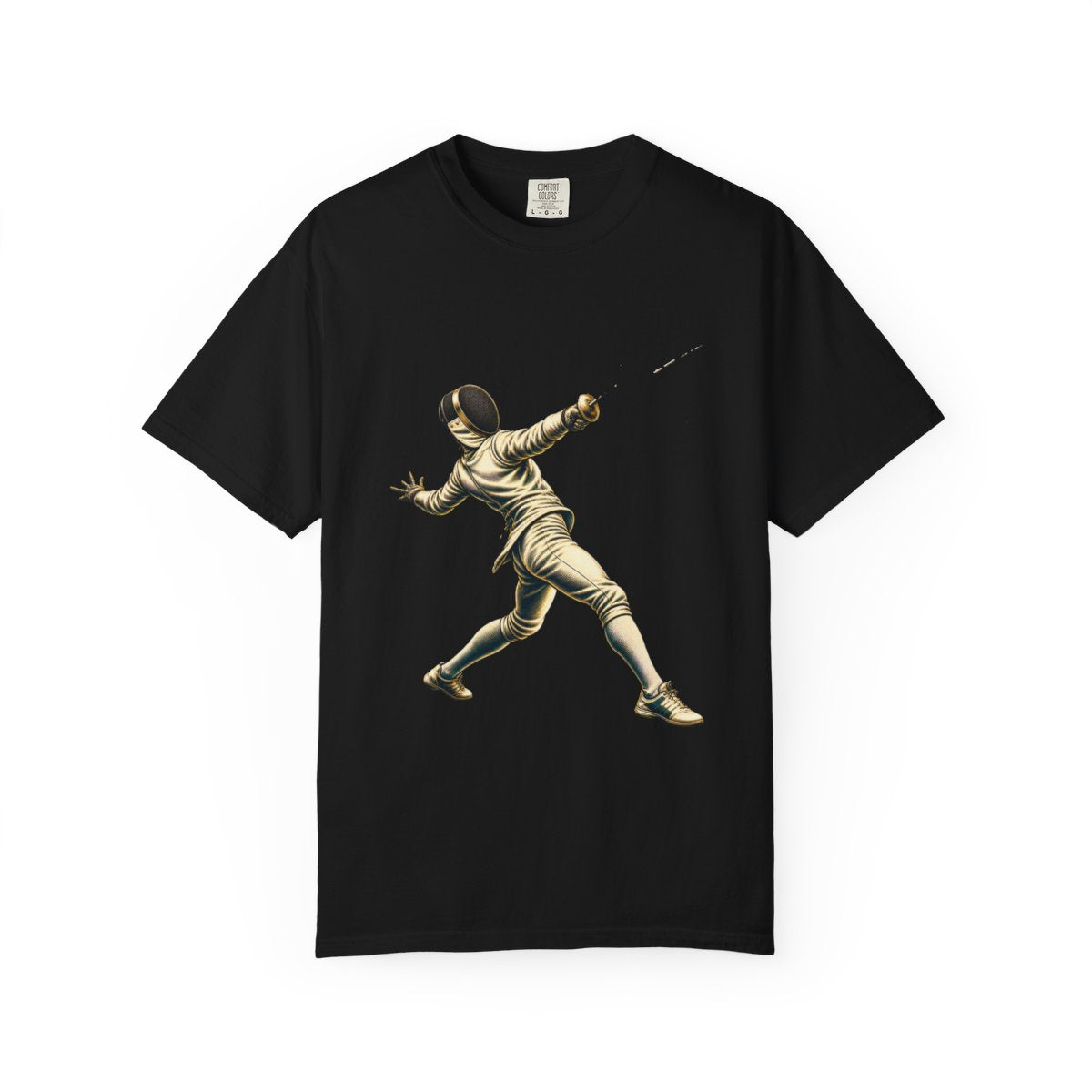 Foil Break Tee large front print on a Black Comfort Colors 1717 tee