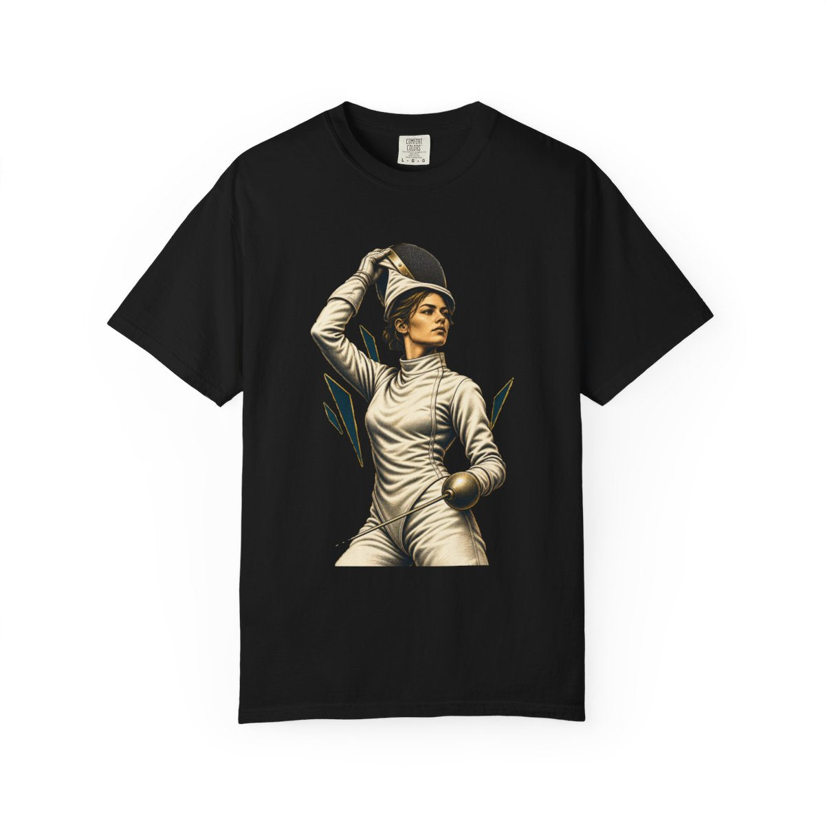 Mask Off Tee large front print on a Black Comfort Colors 1717 tee