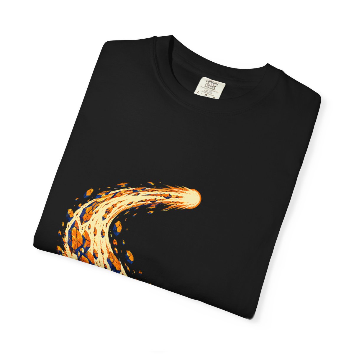 Dust Comet Tee folded front print detail