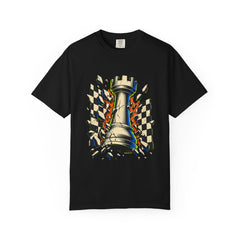 Rook Break Tee large front print on a Black Comfort Colors 1717 tee