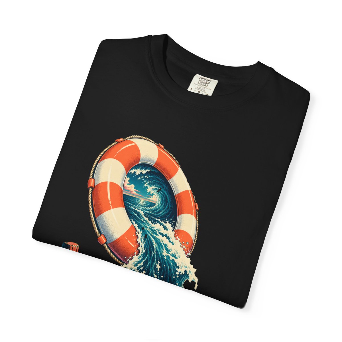 Pool Portal Tee folded front print detail
