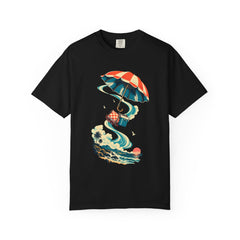 Umbrella Lift Tee large front print on a Black Comfort Colors 1717 tee