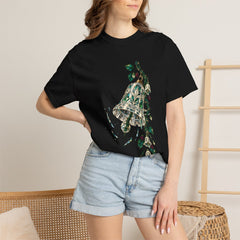 Bramble Bell Tee worn Printify context view on a Black Comfort Colors 1717 tee