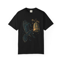 Bell Raven Tee large front print on a Black Comfort Colors 1717 tee