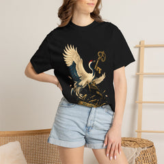 Crane and Key Tee worn Printify context view on a Black Comfort Colors 1717 tee