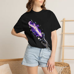 Trumpet Charge Tee worn Printify context view on a Black Comfort Colors 1717 tee