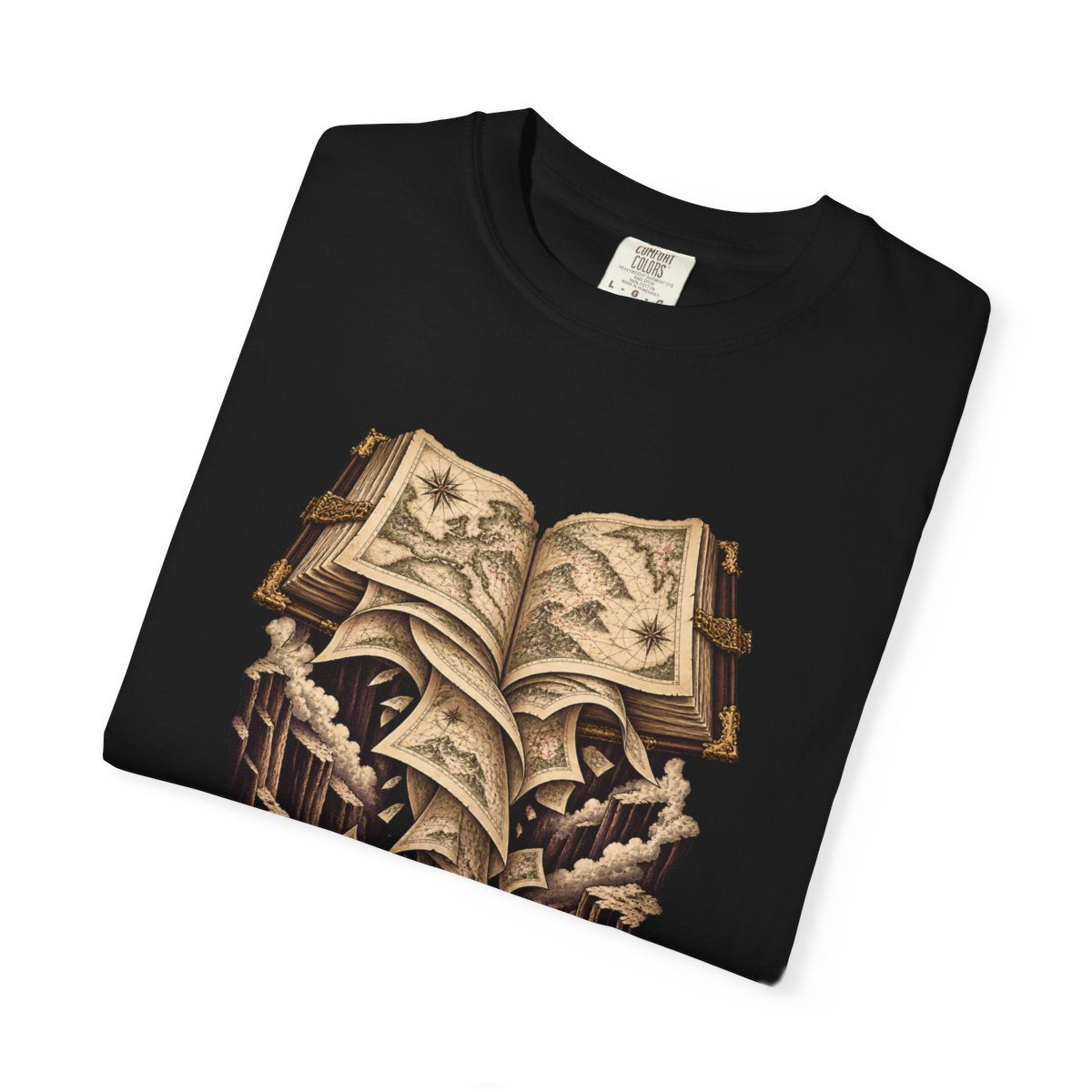 Falling Atlas Tee folded front print detail
