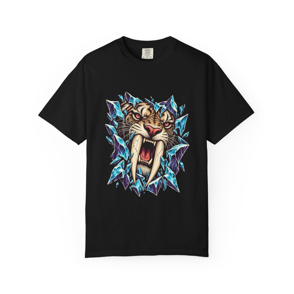Saber Thaw Tee large front print on a Black Comfort Colors 1717 tee