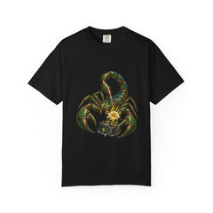 Scorpion Fuse Tee large front print on a Black Comfort Colors 1717 tee