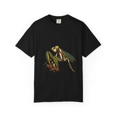 Sunsteel Mantis Tee large front print on a Black Comfort Colors 1717 tee