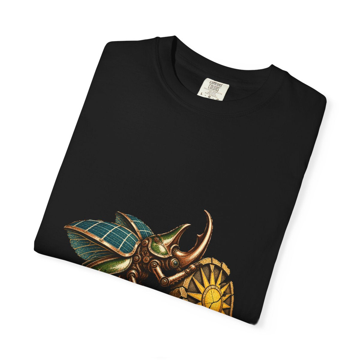 Sunwheel Beetle Tee folded front print detail