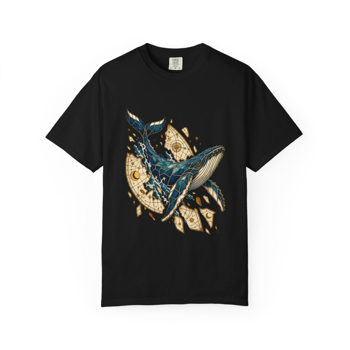 Glass Leviathan Tee large front print on a Black Comfort Colors 1717 tee