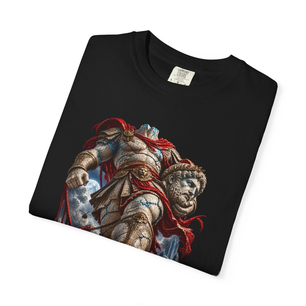 Headless Crossing Monument Front Print Tee folded front print detail
