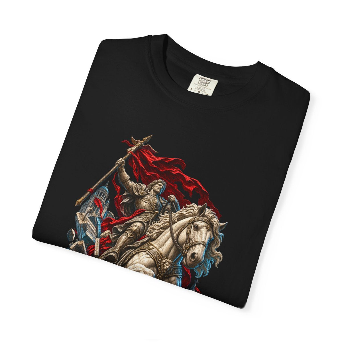 Stone Cavalry Monument Front Print Tee folded front print detail