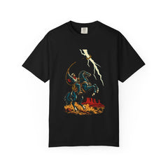 Lasso Lightning Tee large front print on a Black Comfort Colors 1717 tee