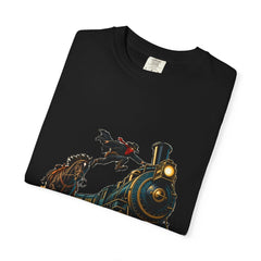 Train Heist Tee folded front print detail